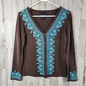 Cynthia Rowley Brown Cardigan Sweater Size Large